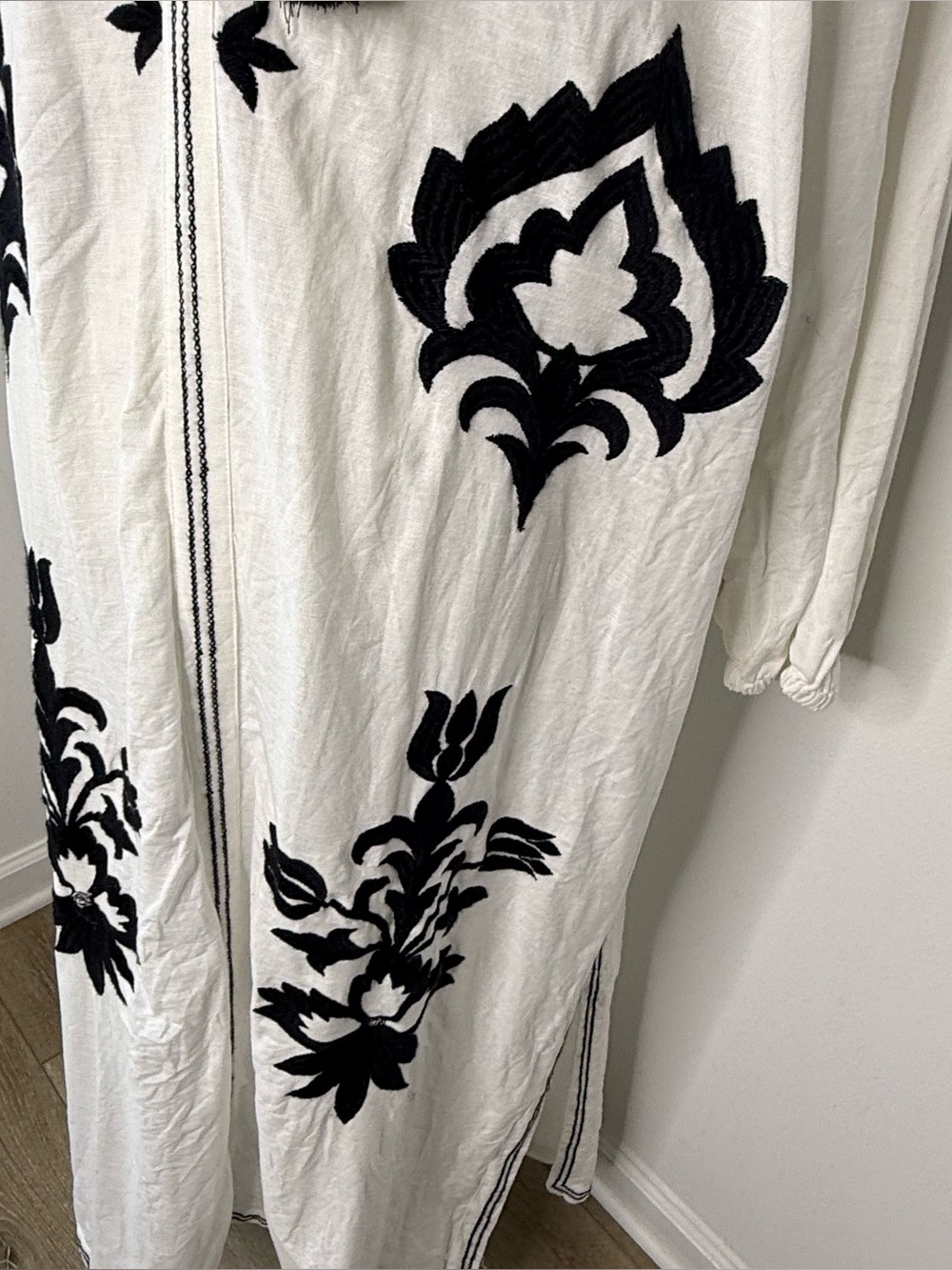 Zara Embroidered Black and White Maxi Dress - Picture 9 of 10